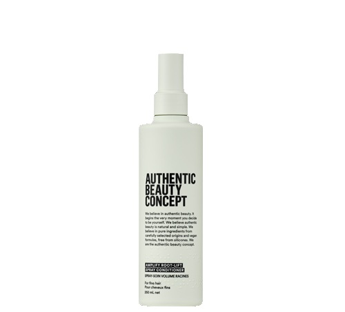 Root Lift Spray Conditioner von Authentic Beauty Concept der Amplify Serie für feines Haar. Enthält 250ml und hat eine minzgrüne Verpackung mit Sprühpumpe.